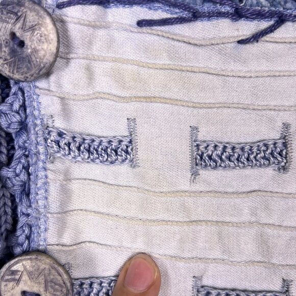 VTG Sandy Starkman Quilted Blue Patchwork Grandmacore Knit Vest Women’s Sz Small - Picture 16 of 16